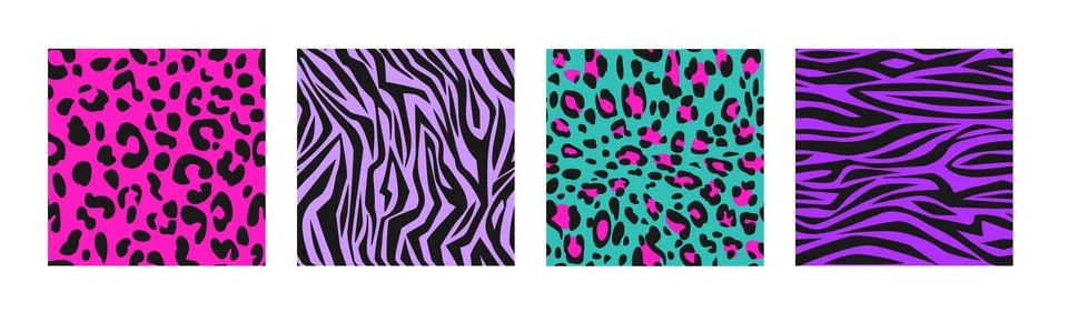 Y2k zebra leopard print pattern with acid background Stock Illustration