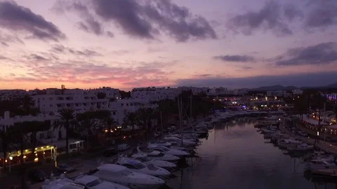 Yachhs at the harbour during gorgeous sunset. Stock Footage 71357144