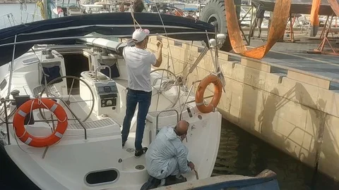 Yacht backstay assembly Stock Footage 101776287