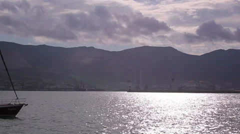 Yacht in the bay Video stock 38541198