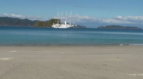 Yacht from beach, seamless looping Stock Footage 8849092