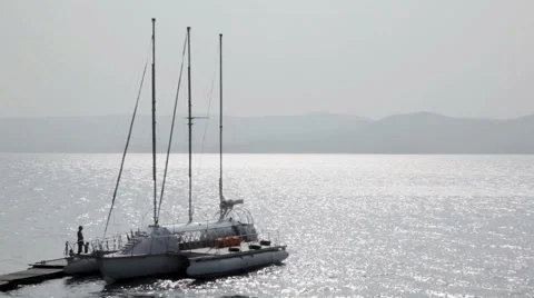 Yacht is berthed Stock Footage 47841966