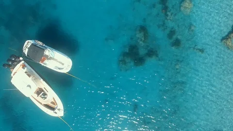 Yacht Blue Ocean Aerial View Stock Footage 107208564