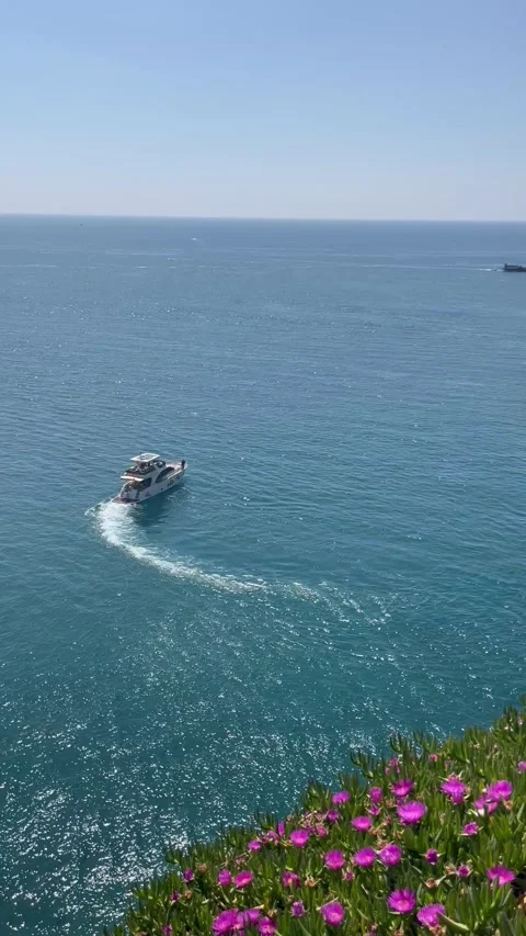Yacht in blue sea by spring Stock Footage 337120053