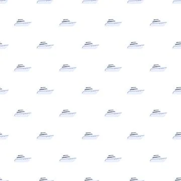 Yacht boat seamless repeating pattern on white background Illustrazione stock