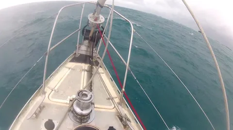 YACHT BOW VIEW Stock Footage 34219593