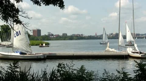 Yacht club Boston Charles river Stock Footage