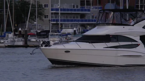 Yacht Crusing Through The Harbor Stock Footage 41069129
