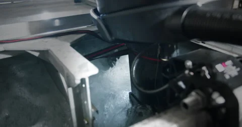 Yacht engine tested at night, propeller bubbling water. 動画素材 269880446