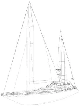 Yacht. EPS10 format. Wire-frame Vector created of 3d. EPS10 format Illustrazione stock