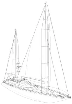 Yacht. EPS10 format. Wire-frame Vector created of 3d. EPS10 format Illustrazione stock