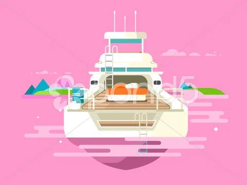 Yacht flat design Stock Illustration