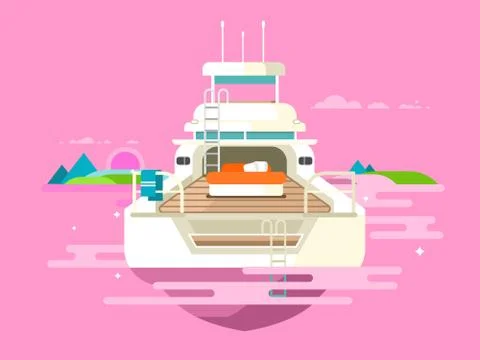 Yacht flat design 库存插图