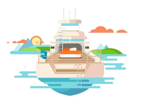 Yacht flat design Stockillustratie