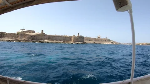 Yacht floating along the seaside Stock Footage 123730660