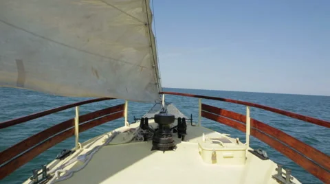 Yacht floating on the sea background Stock Footage 47893601