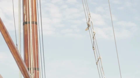 Yacht floating on the sky background Stock Footage 47893603