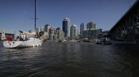 A Yacht at Granville Island Stock Footage 59121317