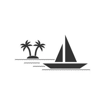 Yacht icon flat Stock Illustration