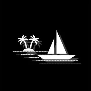 Yacht icon flat Stock Illustration