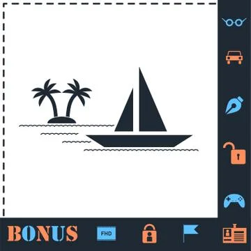 Yacht icon flat Stock Illustration