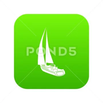 Yacht icon green vector Stock Illustration