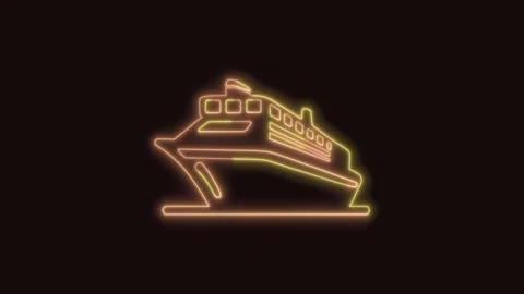 Yacht Icon Neon Seamless Loop with Black Background 4K Video stock 311433622