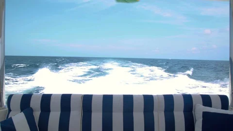 Yacht Making Ocean Waves Stock Footage 129611718