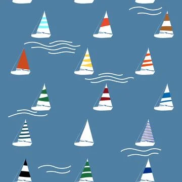 Yacht marine seamless pattern, vector illustration for for fabric, textile Illustrazione stock