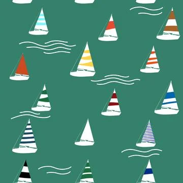 Yacht marine seamless pattern, vector illustration 스톡 일러스트