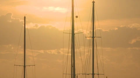 Yacht masts at sunset Stock Footage 1084910
