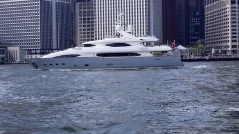 Yacht in New York City Stock Footage