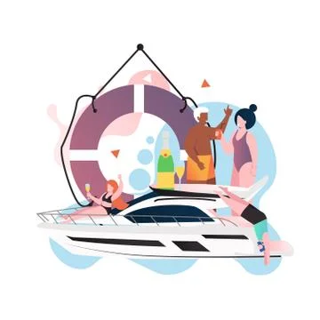 Yacht party vector concept for web banner, website page Illustrazione stock