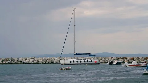 Yacht on the pier Stock Footage 72927550
