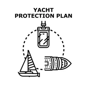 Yacht protection plan icon vector concept Stock Illustration