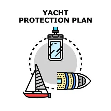 Yacht protection plan icon vector concept Stock Illustration
