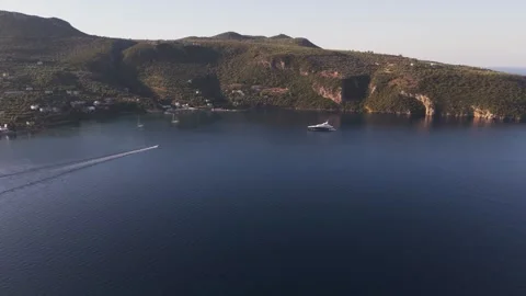 Yacht in Quiet Kitries Bay Stock Footage 344043997