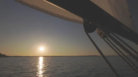 Yacht rigging on sunset close-up on a bright sunny day Stock Footage 218761755
