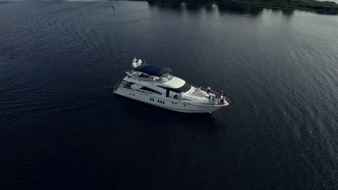The yacht, the river, the course, flight Stock Footage 178519457