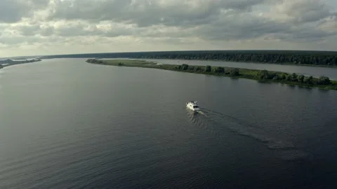 The yacht, the river, the course, flight Stock Footage 178519651