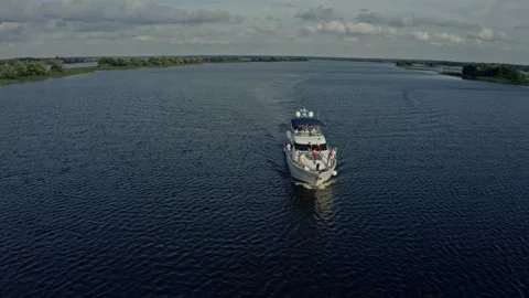 The yacht, the river, the course, flight Stock Footage 178519675