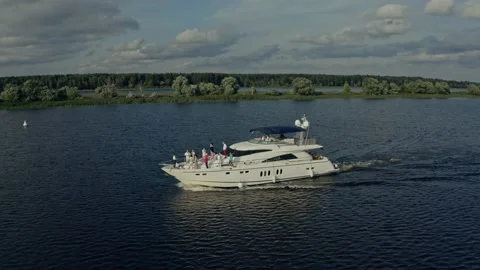The yacht, the river, the course, flight Stock Footage 178519700