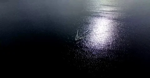 Yacht on the river Stock Footage 76120948