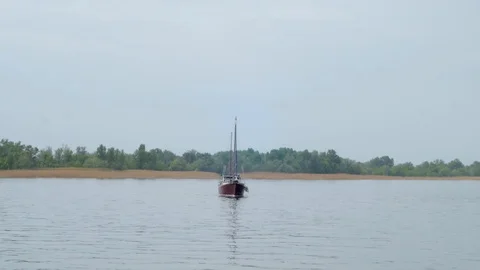 Yacht on the river Stock Footage 91974729