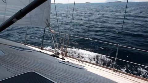 Yacht sail from the deck Stock Footage 30450879