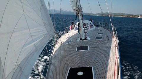 Yacht sail view to the back Stock Footage 30450655