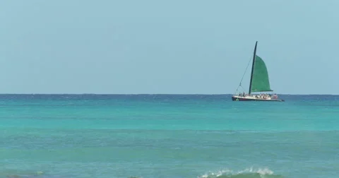 Yacht sailing in ocean Video stock 58120413