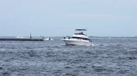 Yacht sailing on the ocean in long island new york Video stock 64886653