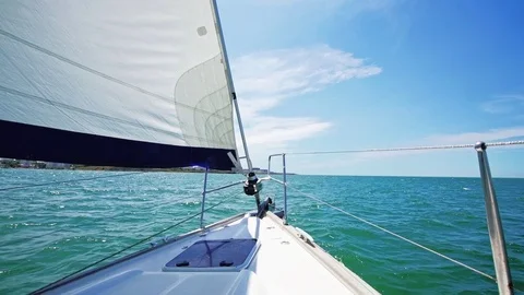 Yacht Sailing through the waves. Stock Footage 78914161