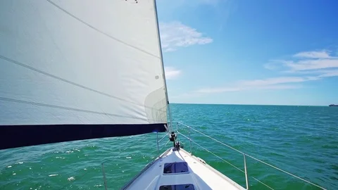 Yacht Sailing through the waves. Stock Footage 78914238